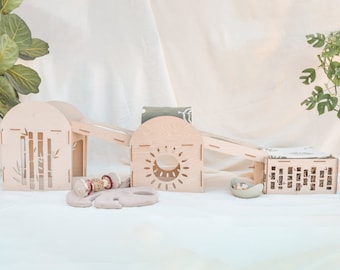 Bamboo Villa Rabbit Hidey House - Indoor Rabbit Castle with Modular Design