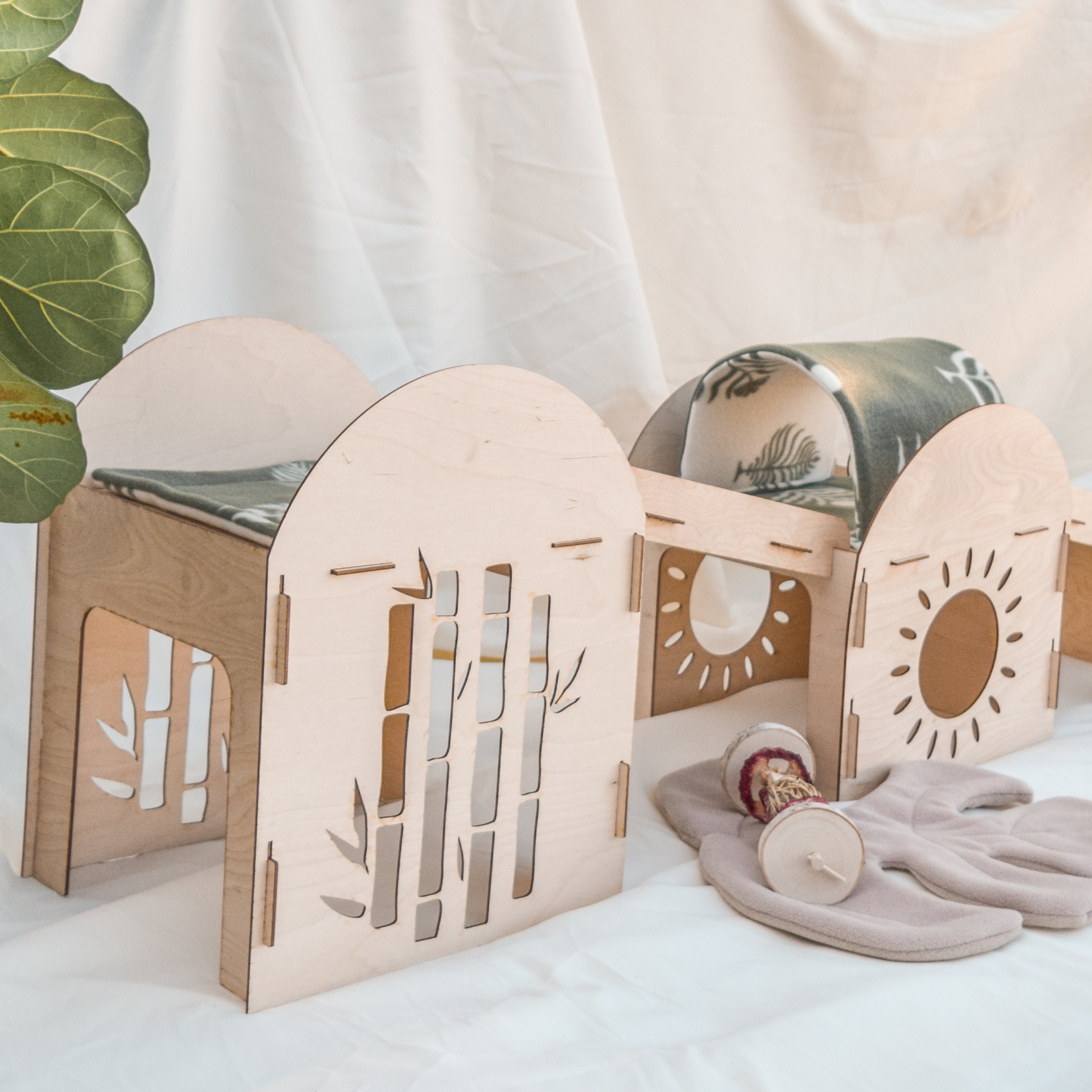 Bamboo Villa Rabbit Hidey House - Indoor Rabbit Castle With Modular ...