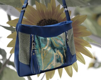 Swirled Blue Designer Tassel Purse - LaFaye Adventure Tote™