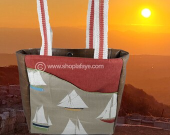 Leather Sail Away Coastal Travel Purse- LaFaye Adventure Tote™