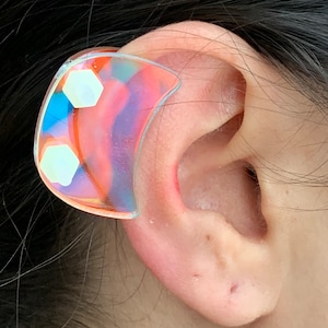 Ear Keloid Compression Plastic Discs Plastic disc earring for post-op keloid pressure'Smiley' shape image 3