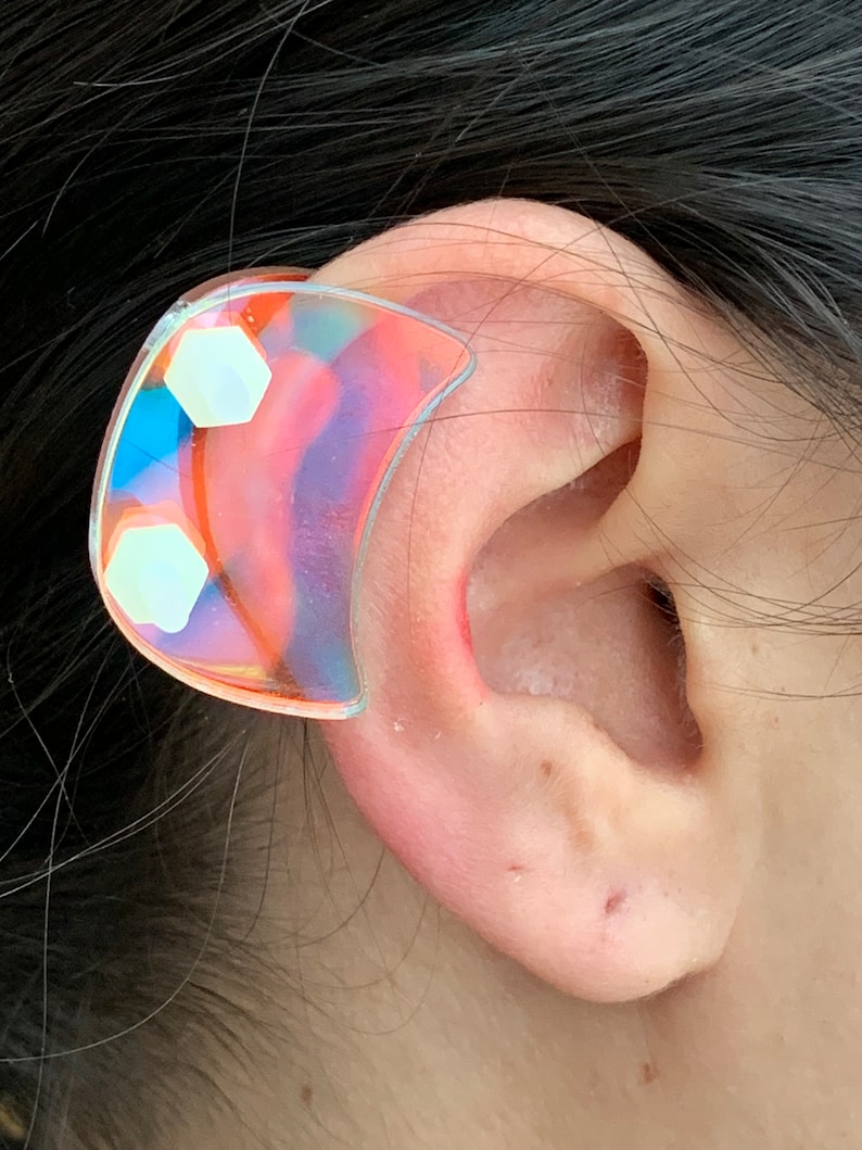 Ear Keloid Compression Plastic Discs Plastic disc earring for post-op keloid pressure'Smiley' shape image 3