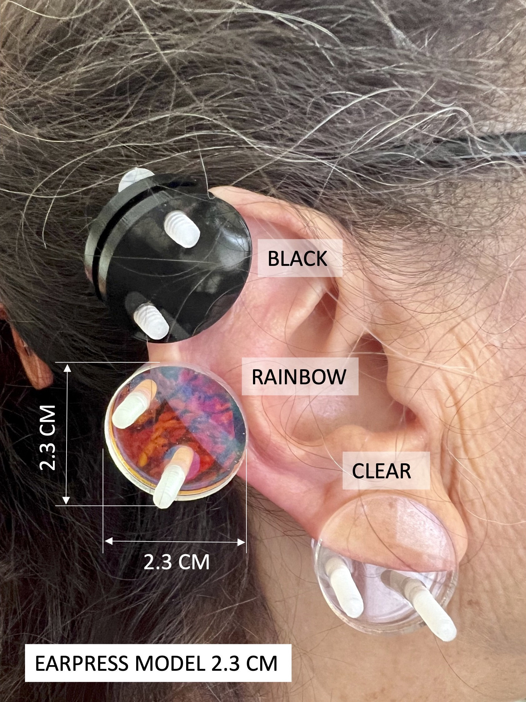 Black keloid pressure earrings • Magnetic earrings clip on ear