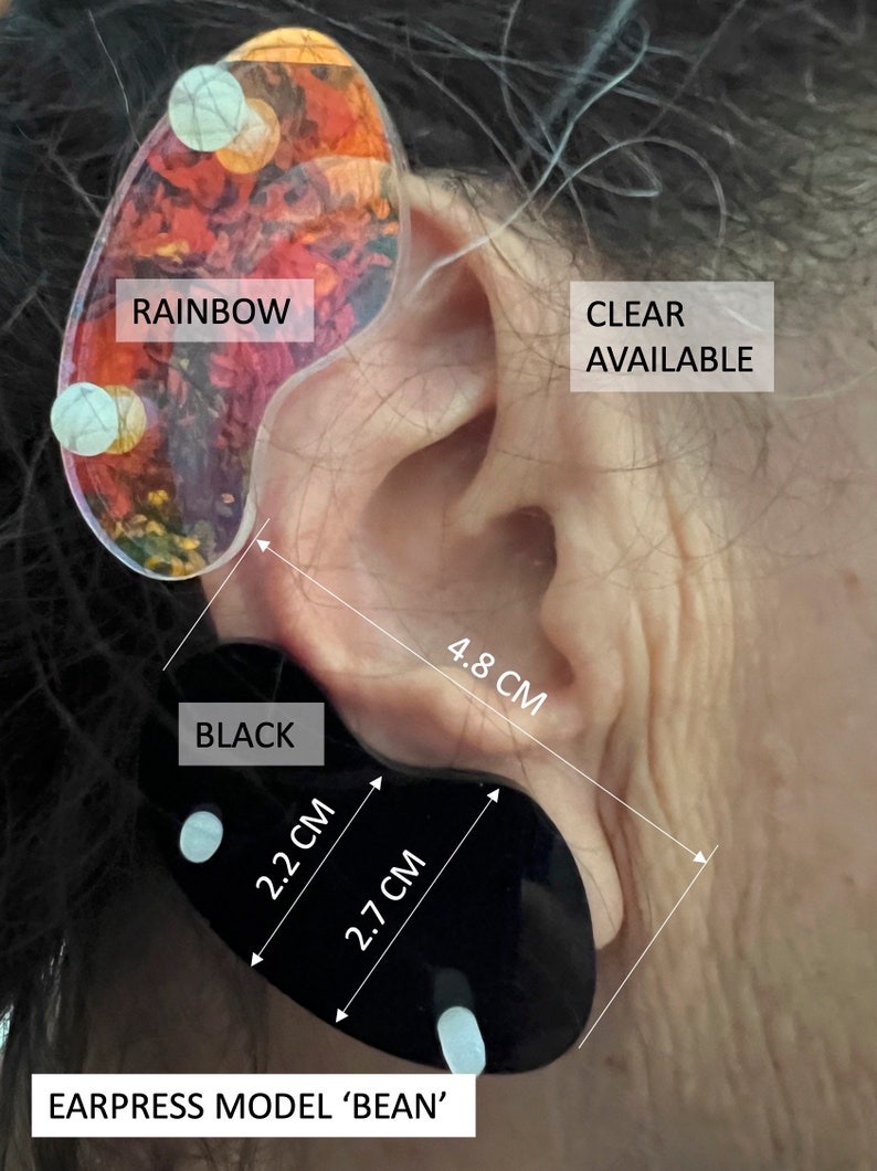 Ear Keloid Compression Plastic Discs Plastic disc earring for post-op keloid pressure 'Bean' shape 3 sizes available zdjęcie 3