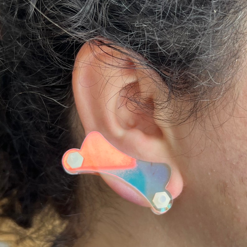 Discos de plástico de compresión para queloides en la oreja: arete de disco de plástico para presión queloide postoperatoria modelo 'Dogbone' imagen 3