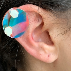 Ear Keloid Compression Plastic Discs Plastic disc earring for post-op keloid pressure model 2.3cm imagem 2
