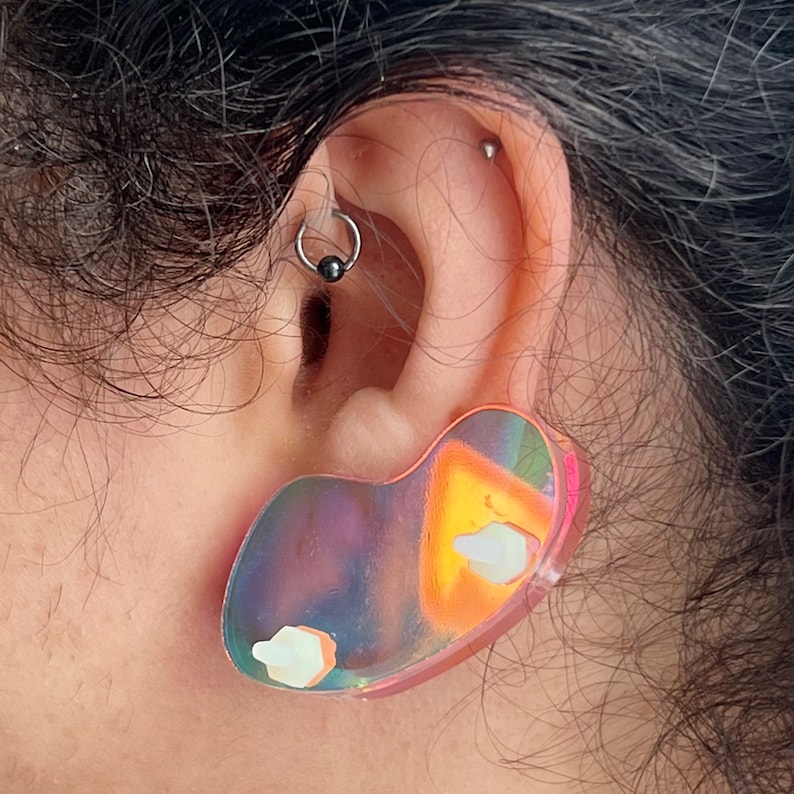 Ear Keloid Compression Plastic Discs Plastic disc earring for post-op keloid pressure 'Bean' shape 3 sizes available image 10