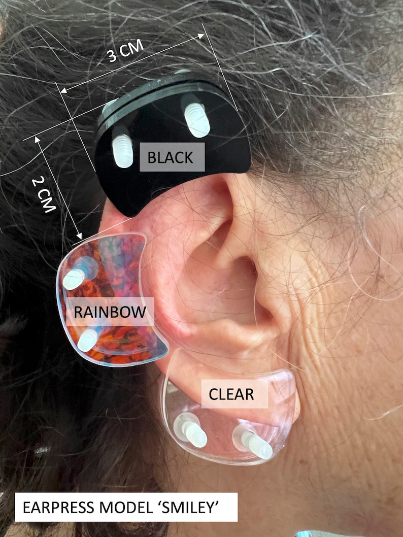 Ear Keloid Compression Plastic Discs Plastic disc earring for post-op keloid pressure'Smiley' shape image 1