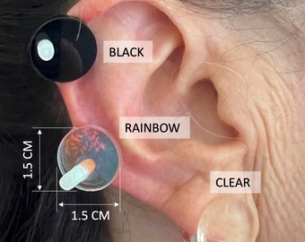 Ear Keloid Compression Plastic Discs - Plastic disc earring for post-op keloid pressure -model 1.5 cm (Please see notes in description)