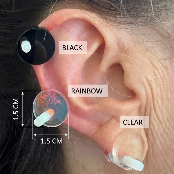 Ear Keloid Compression Plastic Discs - Plastic disc earring for post-op keloid pressure -model 1.5 cm (Please see notes in description)