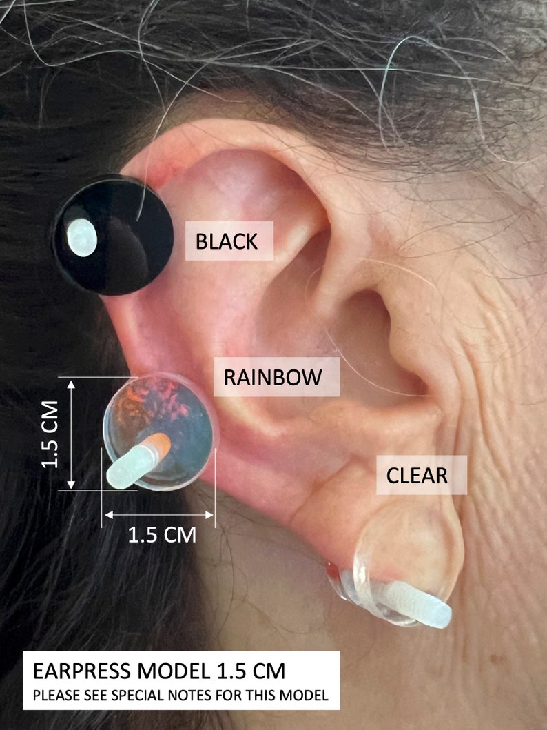 Ear Keloid Compression Plastic Discs Plastic disc earring for post-op keloid pressure model 1.5 cm Please see notes in description zdjęcie 1