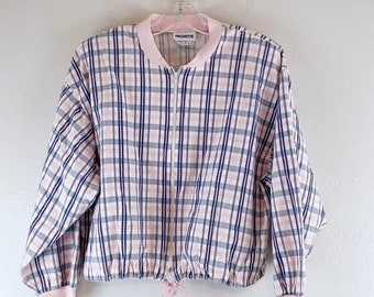fashion vintage plaid zip collar long sleeve sweatshirt