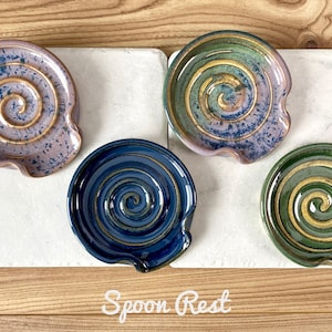 Wheel thrown stoneware Spoon Rest. spoon holder  |  kitchen accessories