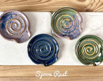 Handmade Stoneware Spoon Rest Available in 4 Colours. Spoon Holder  |  Kitchen Accessories | Gifts
