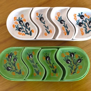 5 Piece Olive Ceramic Hosting Platter, Serving Set, Handmade ceramic plate, Arabic Breakfast ZAYT & ZAATAR, Palestine, Palestinian