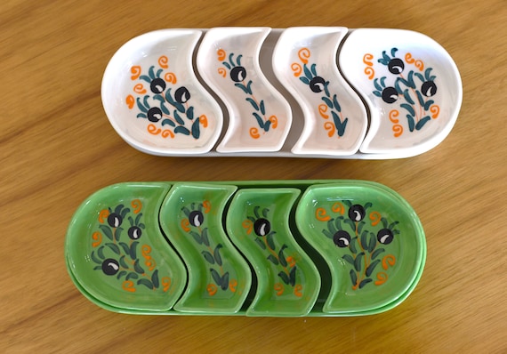 Handmade Ceramic Serving Platter: Turkish Breakfast Set, Olive Design