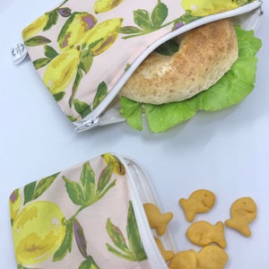 Zitronen wiederverwendbare Sandwich-Tasche, wiederverwendbare Lunch-Tasche, wiederverwendbare Snack-Tasche, wiederverwendbare Lebensmitteltasche, Lunch-Beutel, Lunchbag, Snackhalter, Sandwich-Tasche