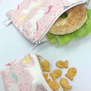 Sac à sandwich réutilisable licorne, Sac à lunch réutilisable, Sac à collation réutilisable, Sac de nourriture réutilisable, Pochette à lunch, Sac à lunch, Porte-collation, Sac à sandwich