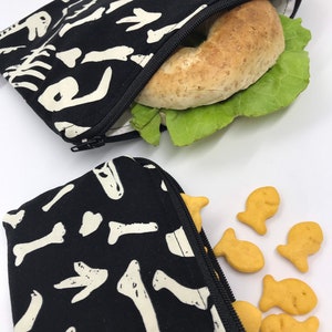 Glow in the Dark Dino Reusable Sandwich Bag, Reusable Lunch Bag, Reusable Snack Bag, Reusable Food Bag, Lunch Pouch, Lunch Bag, Snack Holder