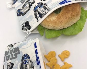 R2-D2 Reusable Sandwich Bag, Reusable Lunch Bag, Reusable Snack Bag, Reusable Food Bag, Lunch Pouch, Lunch Bag, Snack Holder, Sandwich Bag