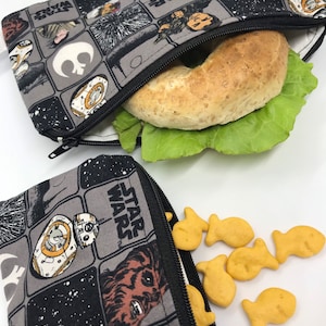 Star Wars Grid Reusable Sandwich Bag, Reusable Lunch Bag, Reusable Snack Bag, Reusable Food Bag, Lunch Pouch, Lunch Bag, Snack Holder