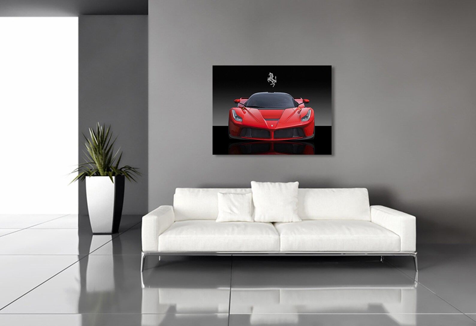 Poster Mural Toile Ferrari Supercar - Impression Artistique Moderne Rouge