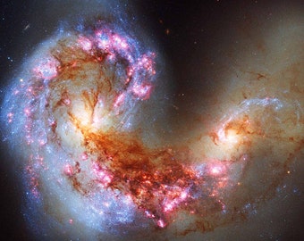 Antennae Galaxies - Hubble Space Telescope Premium High Gloss Art Print Poster. (H008P) (24”x36”)