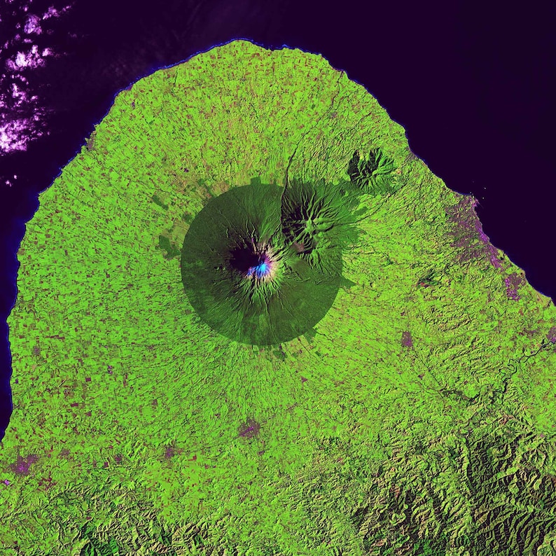 SAT032 Egmont National Park New Zealand \u2013 Earth From Space Satellite Fine Art Giclee Canvas Photo Print Wall Art Ready To Hang.