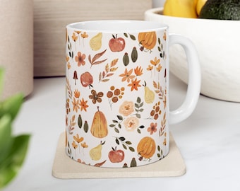 Pumpkin Spice Mug - Fall Coffee Mug, Autumn Mug, Fall Birthday Gift, Pastel Watercolor Pumpkins