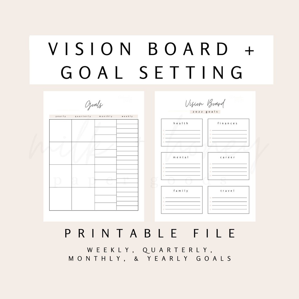 Vision Board and Goal Setting Printable for Students - Etsy UK
