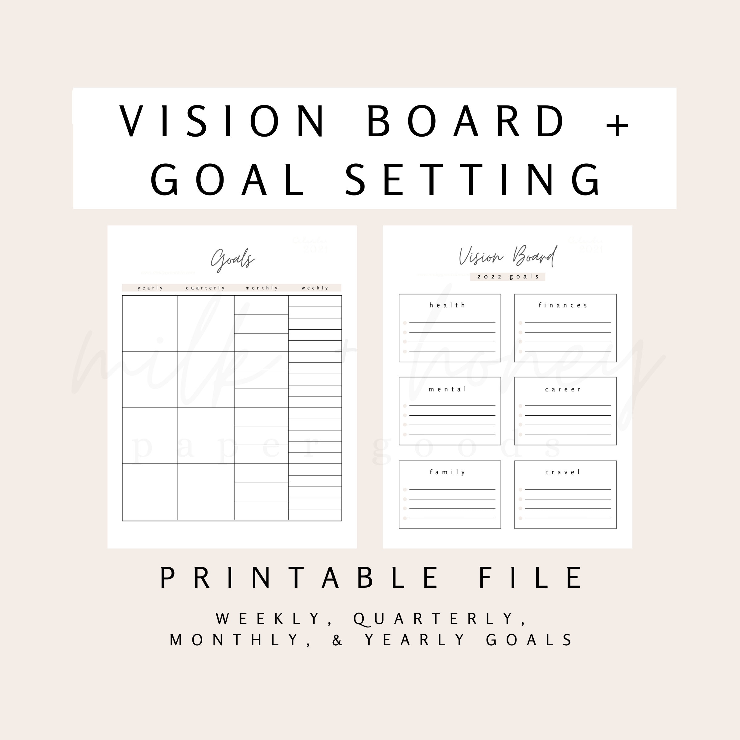 Goal Setting Vision Board Template