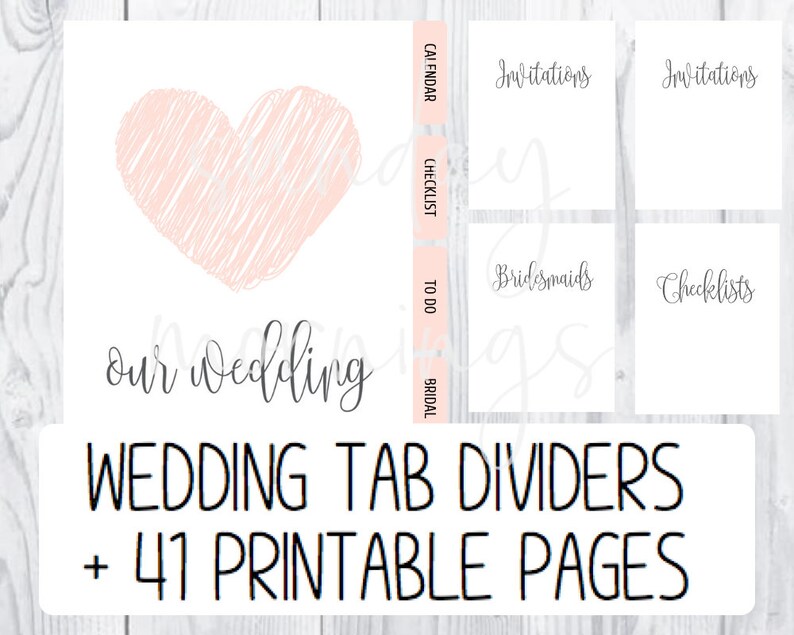 PRINTABLE Wedding Planning Tabs Dividers AND Printable Section Divider