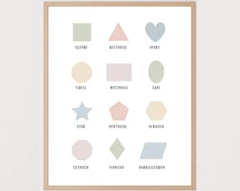 Shapes Poster (Neutral Colors) Printable Wall Art (Classroom, Nursery, Playroom, Bedroom Art)