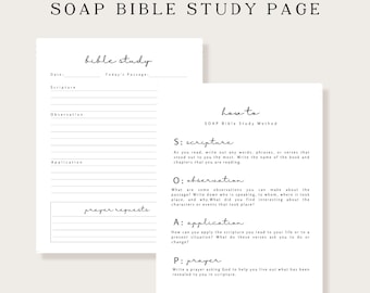 SOAP Bible Study Printable, Christian Planner (Digital Download)