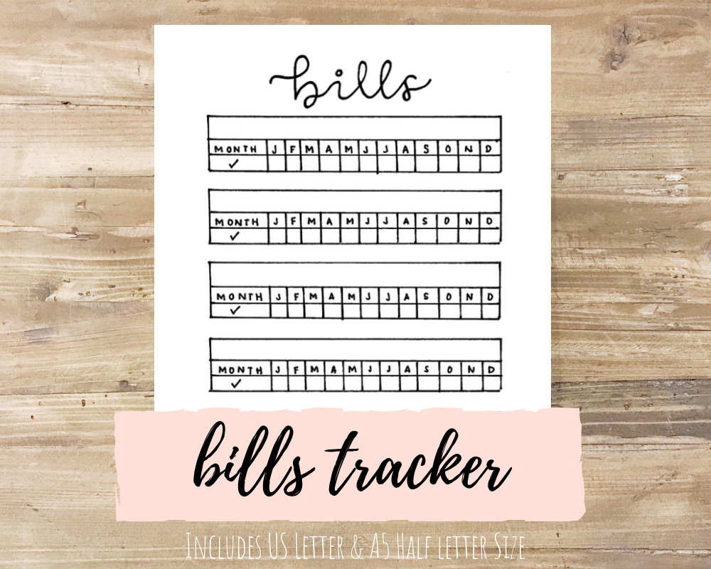 Bills Tracker: Bullet Journal Printable - Etsy