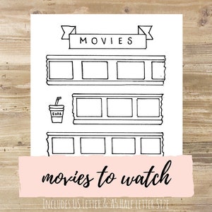 Movies to Watch: Bullet Journal Printable - Etsy