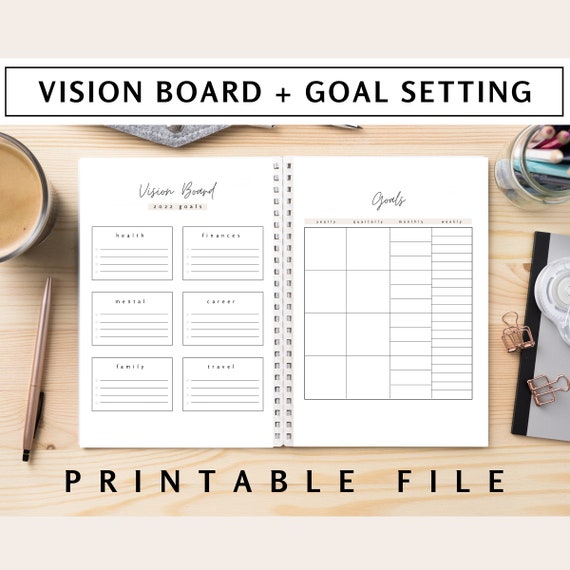 Printable Vision Board Journal Life Category Dividers and Tabs
