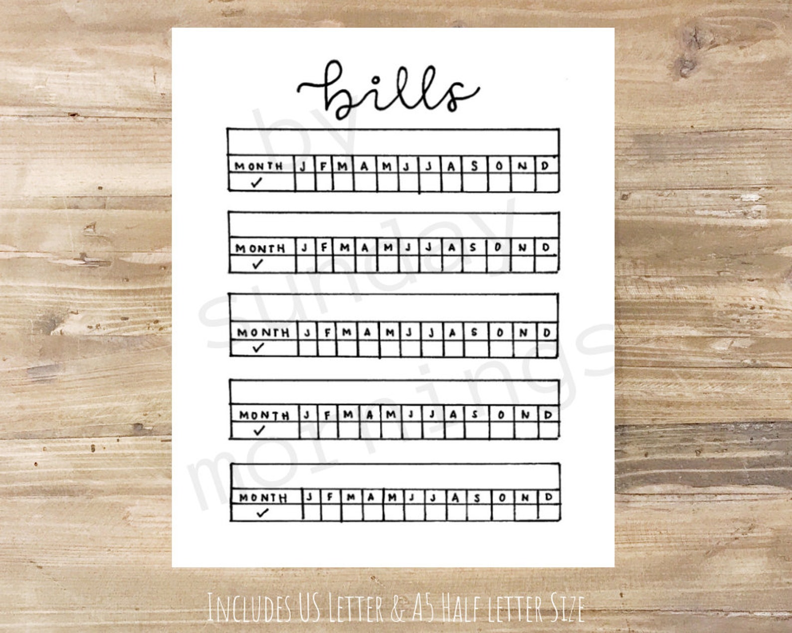 Bills Tracker: Bullet Journal Printable - Etsy