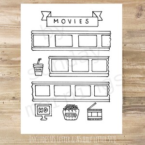Movies to Watch: Bullet Journal Printable - Etsy