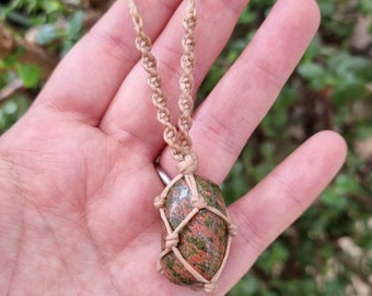 Unakite Macrame Necklace ~ Handmade Gemstone Jewellery ~ Unique Crystal Gift