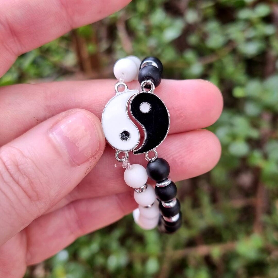 Ying Yang Friendship Bracelet Set Kids Size Crystal Etsy