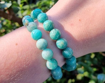 Amazonite Beaded Bracelet ~ 10mm Beads ~ Crystal Jewellery ~ Gemstone Beads