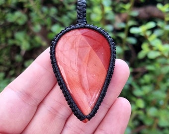 Mookaite Macrame Pendant ~ Handmade Gemstone Jewellery ~ Vegan Friendly Cord ~ Crystal Necklace