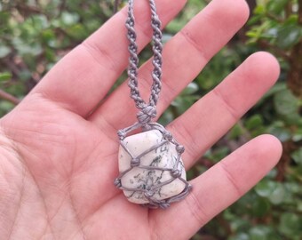 Tree Agate Macrame Necklace ~ Handmade Gemstone Jewellery ~ Unique Crystal Gift