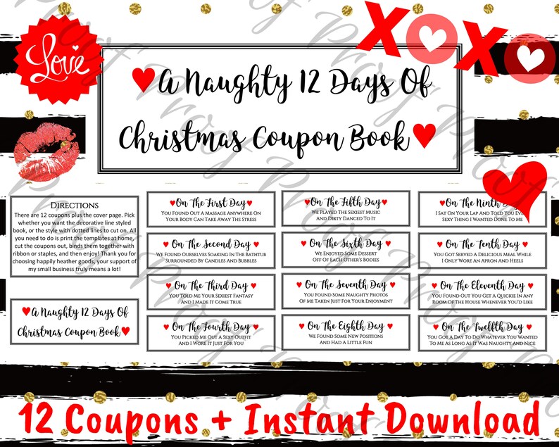 Naughty 12 Times of Xmas, Naughty Xmas Reward, Naughty Coupon Guide, Naughty Xmas Discount coupons, Do it yourself Attractive Reward, For Him, Develop Posts photo regarding 12 Days of Christmas Printable Templates named Naughty 12 Times of Xmas, Naughty Xmas Reward, Naughty Coupon E book, Naughty Xmas Discount coupons, Do-it-yourself Pretty Present, For Him, Expand Article content