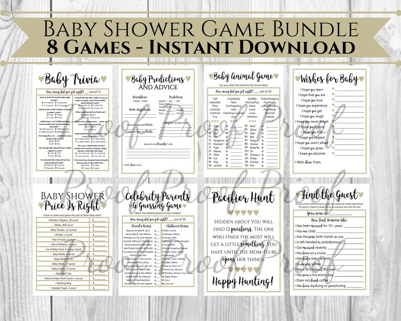 Gender Neutral Baby Shower Game Bundle Printable Baby Shower Etsy