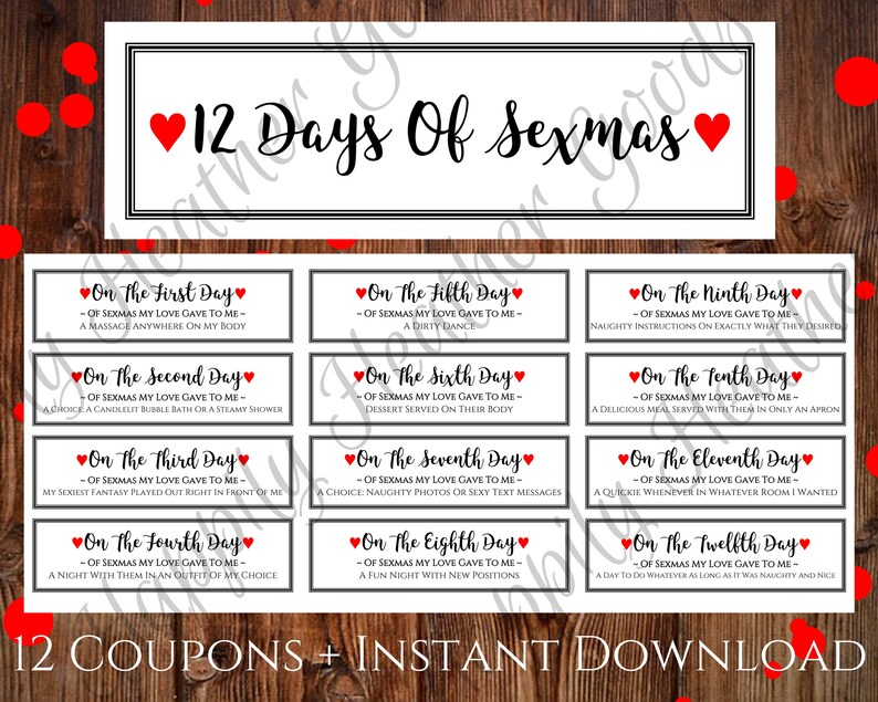 12 Days of Sexmas Naughty Christmas Gift Printable Naughty Etsy México