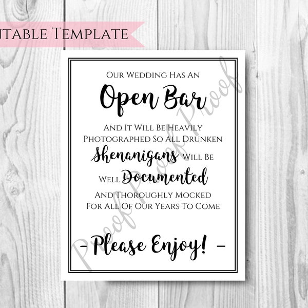 Open Bar Shenanigans Etsy