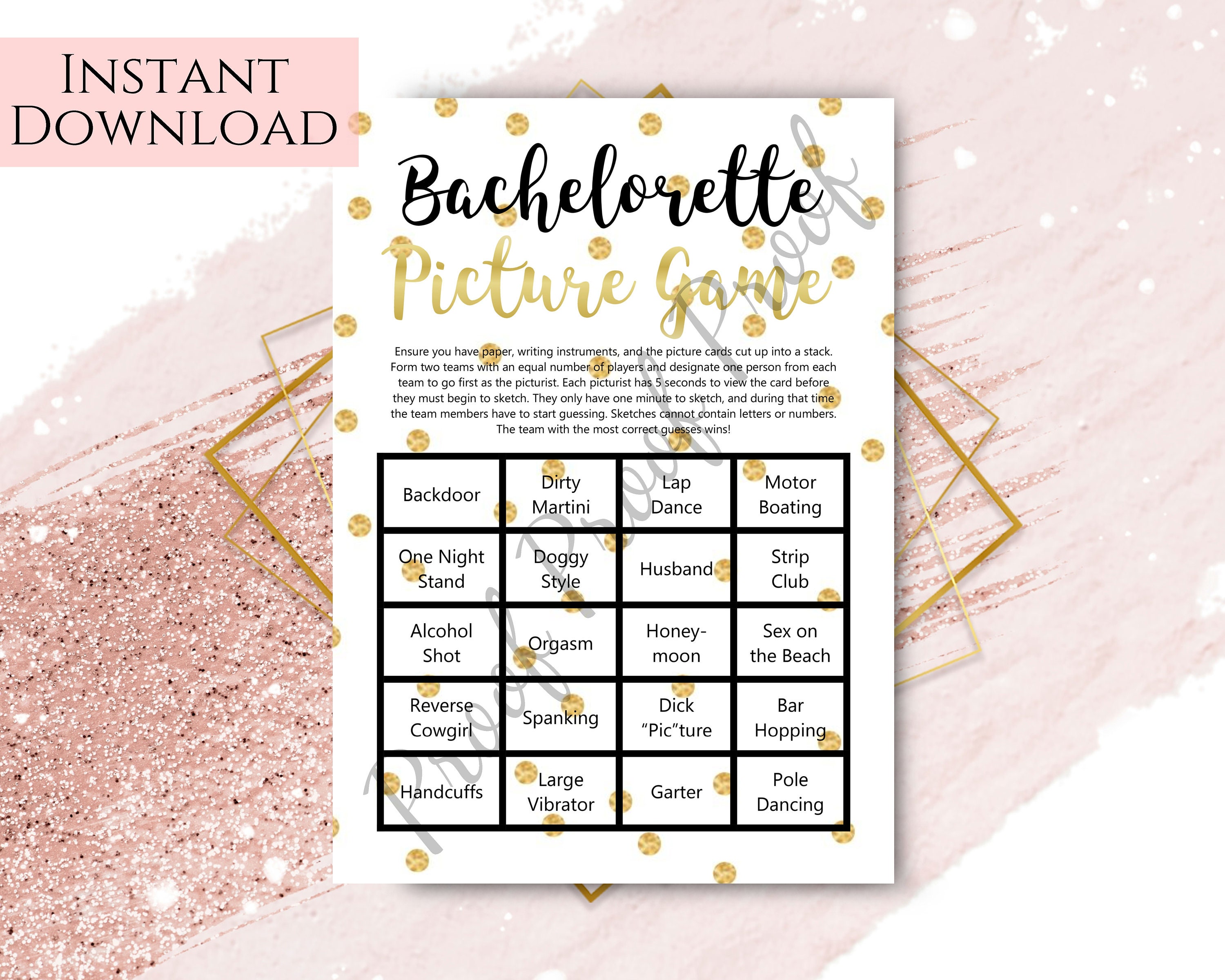 Bachelorette Party Game Naughty Pictionary Printable Etsy