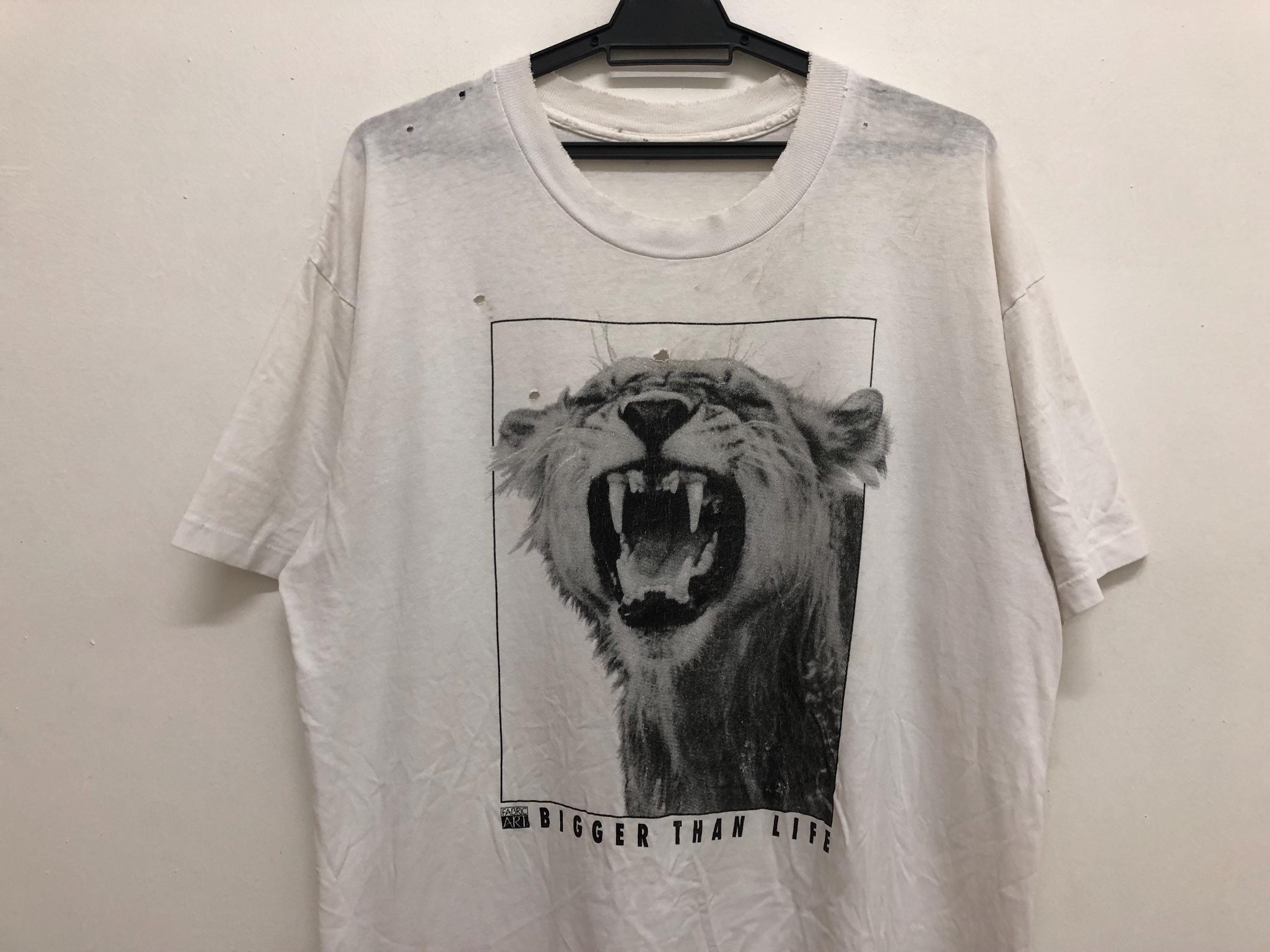 Vintage 90s BIGGER THAN LIFE Fabric Art Statement Quote Tee Rare 